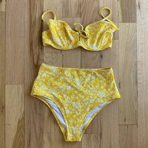 Aerie yellow High waisted cheeky bikini bottoms & underwire top